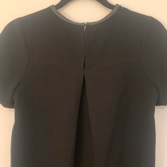 Madewell Hi-Lo Black Top w/ Faux Leather Collar - Picture 5 of 5